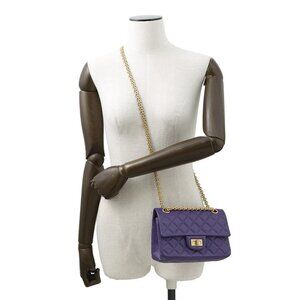 CHANEL 2.55 ChainShoulder Bag Size 20 Aged Calf Leather Purple